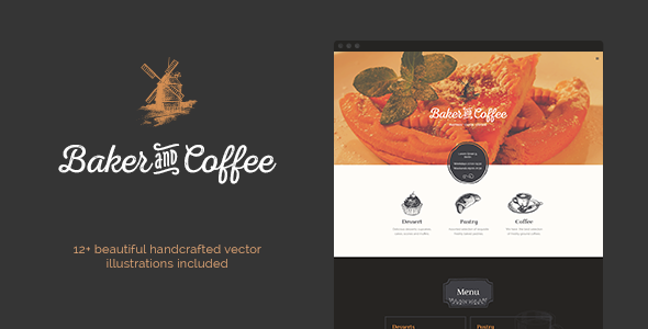 Baker & Coffee .PSD Template - Restaurants & Cafes Entertainment