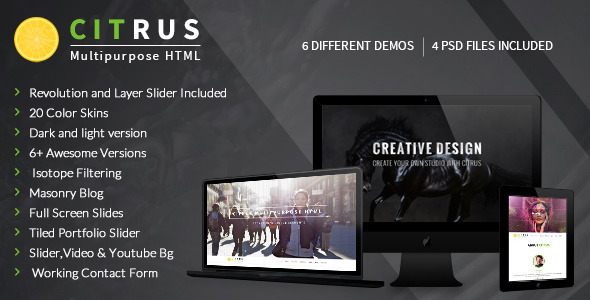 Citrus - OnePage Parallax HTML Portfolio - Corporate Site Templates
