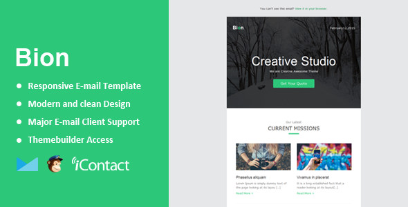 Bion - Responsive Email + Themebuilder Access - Email Templates Marketing
