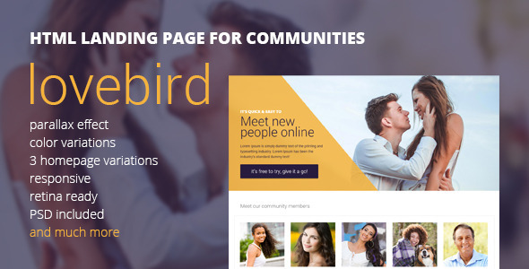 Lovebird - HTML5 Landing Page for Communities - Landing Pages Marketing