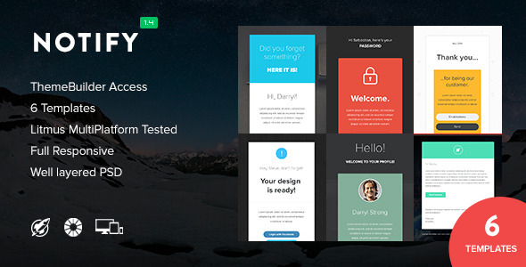 Notify - Notification Email + Themebuilder Access - Newsletters Email Templates