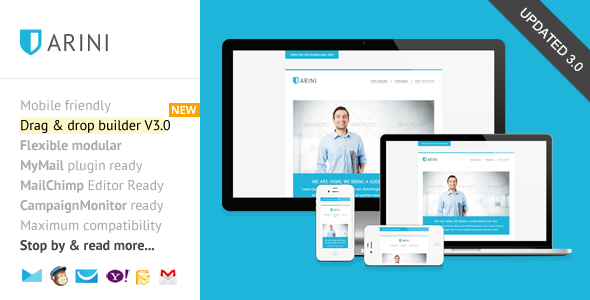 Arini, Responsive Newsletter with Template Builder - Newsletters Email Templates