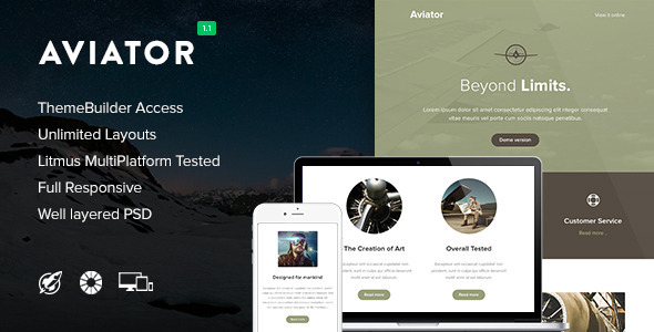 Aviator - Responsive Email + Themebuilder Access - Newsletters Email Templates