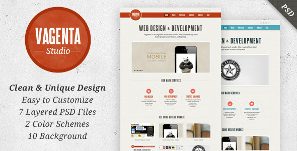 Vagenta - Clean & Unique PSD Template - Portfolio Creative