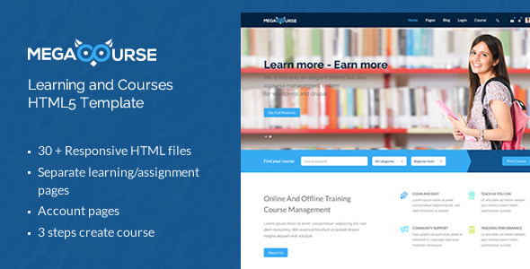 Megacourse - Learning and Courses HTML5 Template - Corporate Site Templates