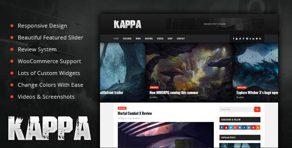 Kappa - A Gaming WordPress Theme - Blog / Magazine WordPress