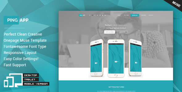 PingApp - One Page Parallax Muse Theme - Landing Muse Templates
