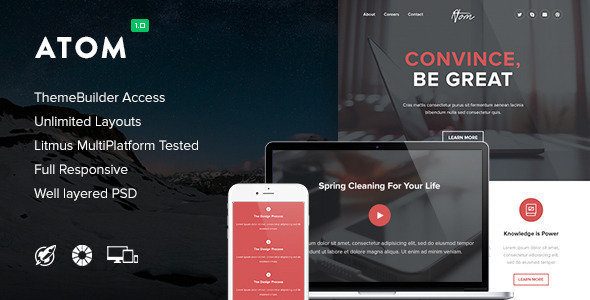 Atom - Responsive Email + Themebuilder Access - Newsletters Email Templates