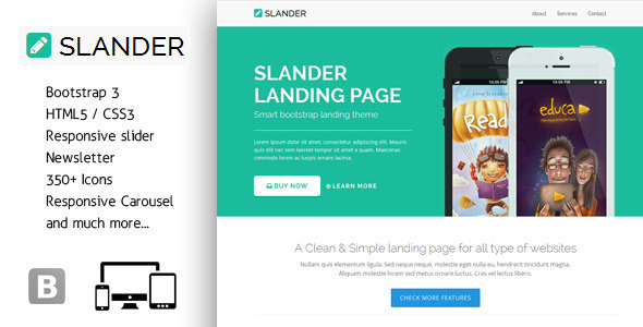 Slander - Responsive Bootstrap HTML5 Landing Page - Landing Pages Marketing