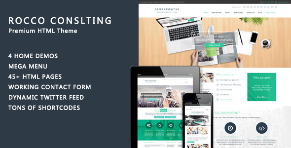 Rocco Flat HTML Template - Corporate Site Templates