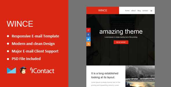 Wince - Responsive E-mail Template + Themebuilder Access - Email Templates Marketing