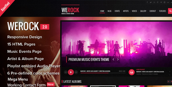 WeRock - Ajax Music Radio Streaming & Event HTML Template - Music and Bands Entertainment