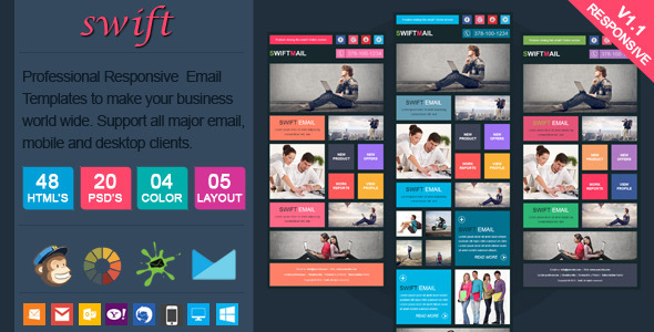 Swift - Elegant Responsive Email Template - Email Templates Marketing