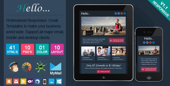 Hello - Professional Responsive Email Template by actualpixel | ThemeForest