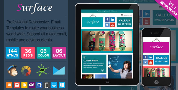 Surface - Colorful Responsive Email Template - Newsletters Email Templates