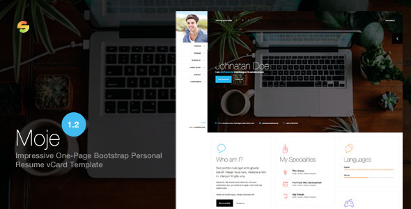 Moje. - Responsive Bootstrap Personal Resume vCard HTML/CSS Theme - Personal Site Templates