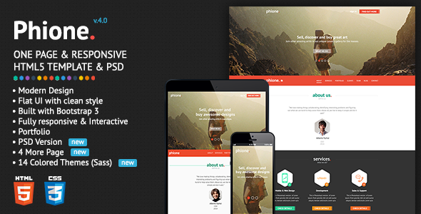 Phione - Onepage Parallax Responsive HTML Template - Business Corporate