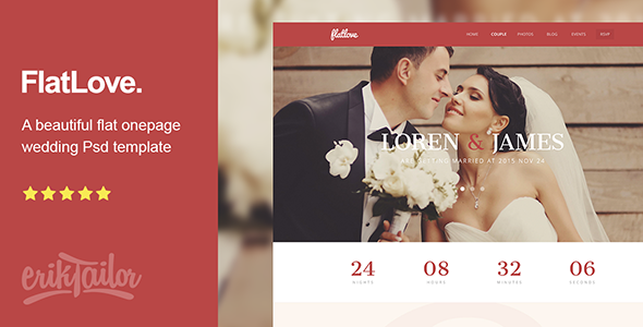 FlatLove - Flat Onepage Wedding Psd Template - Personal Photoshop