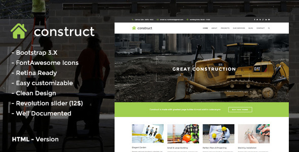 Construct - HTML5 Construction & Business Template - Business Corporate