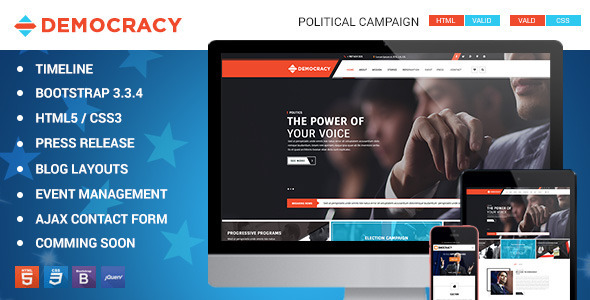 Democracy HTML5 - CSS3 Theme - Political Nonprofit