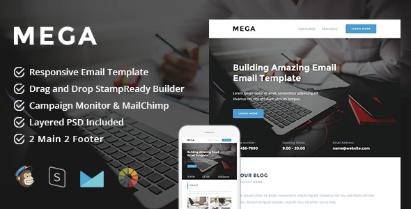 Mega - Responsive Email + StampReady Builder - Newsletters Email Templates
