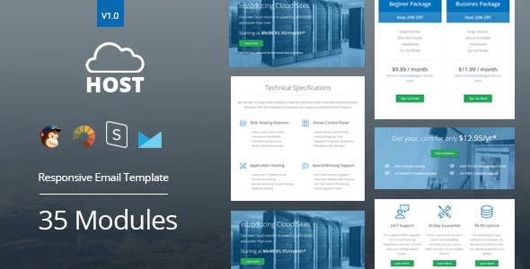 Host - Hosting Responsive Email Template + StampReady Builder - Newsletters Email Templates