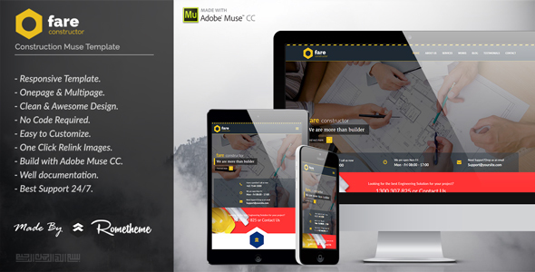 Fare - Construction Muse Template - Corporate Muse Templates
