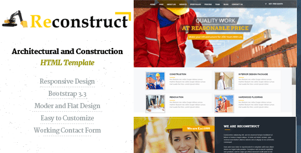Reconstruct- Construction and Builder HTML Template - Business Corporate