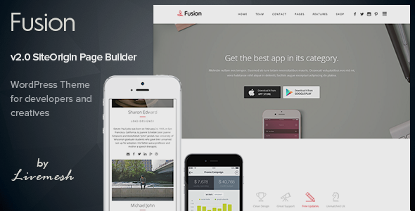 Fusion - Mobile App Landing WordPress Theme - Software Technology