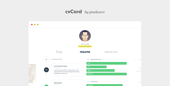 cvCard - Responsive Resume HTML Template - Virtual Business Card Personal