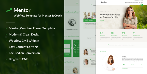 Mentor – Webflow Template for Personal Development Coaches - Webflow CMS Themes