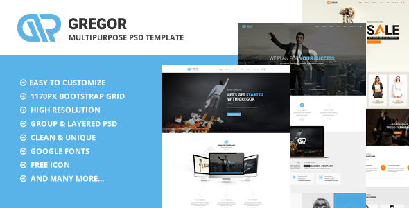 Gregor - Multipurpose PSD Template - Corporate Photoshop
