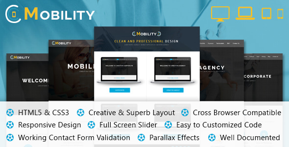 Mobility One Page HTML Template - Corporate Site Templates