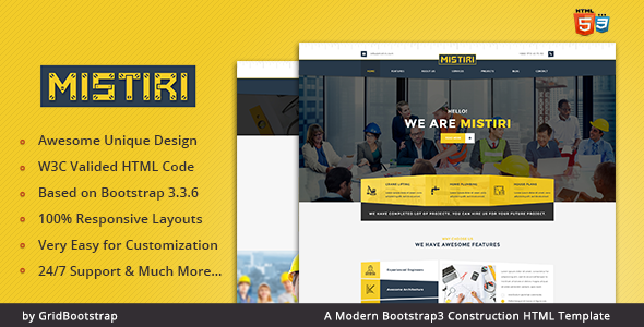 Mistiri | Bootstrap3 Construction HTML Template - Business Corporate