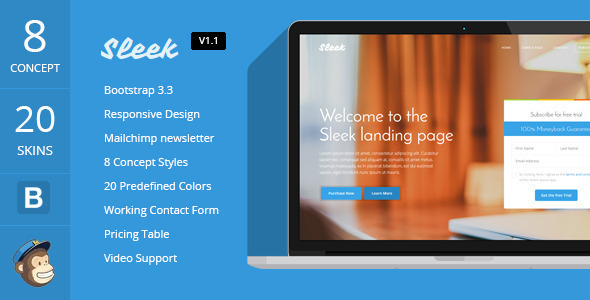 Sleek with Mobirise Responsive Bootstrap Landing Page Builder - Landing Pages Marketing