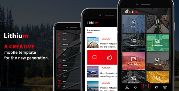 Lithium - Responsive Mobile Template - Mobile Site Templates