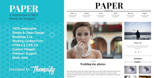 PAPER :: Minimal Personal Blog Template by Kreativeme | ThemeForest