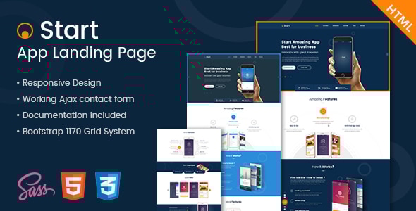 Start - App Landing Page HTML Template - Marketing Corporate
