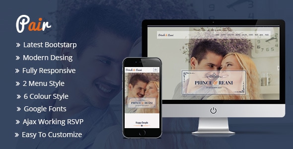 Pair Responsive HTML5 Wedding Template - Wedding Site Templates