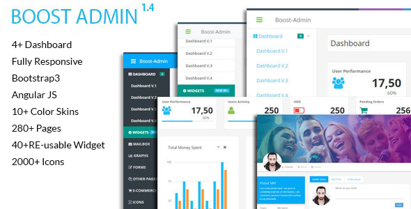 Boost - Responsive + Angular JS Admin Web App Kit - Admin Templates Site Templates