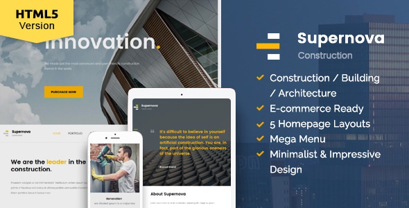 Supernova - Construction website template - Corporate Site Templates