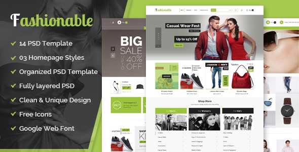 fashionable– eCommerce PSD Template - Fashion Retail