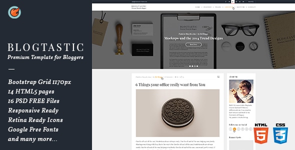 Blogtastic - Premium HTML5 Template for Bloggers - Entertainment Site Templates