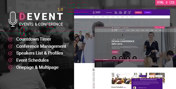 D Event - Conference Site Template with Onepage & Multipage Feature - Events Entertainment