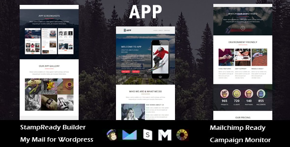 APP- Multipurpose Responsive Email Template + Stamp Ready Builder Access - Email Templates Marketing