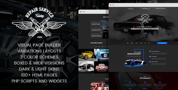 Mechanic - Car Repair & Routine Maintenance HTML Template with Visual Builder - Business Corporate