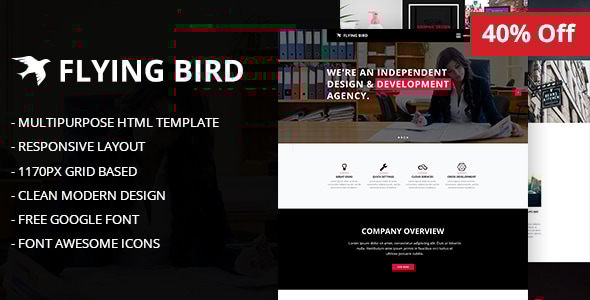 Flying Bird Multipurpose HTML5 Template - Business Corporate