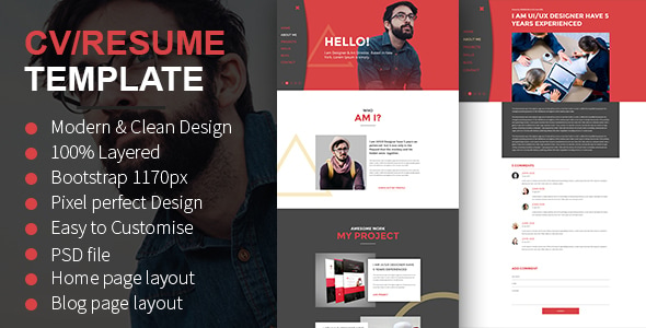 CV/Resume PSD Template - Personal Photoshop