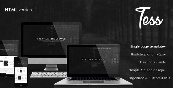 Tess - Single Page HTML Template - Creative Site Templates
