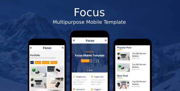 Focus - Multipurpose Mobile Template - Mobile Site Templates